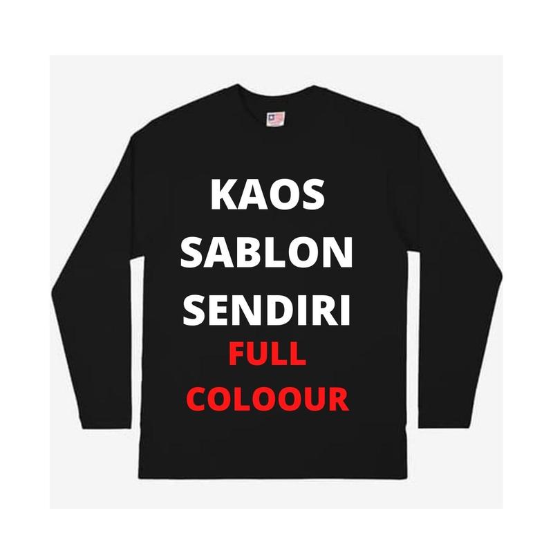 kaos sablon foto atau tulisan sendiri lengan panjang pria wanita Baju Distro katun Combed 24s Tshirt Dewasa Polos Kata 0