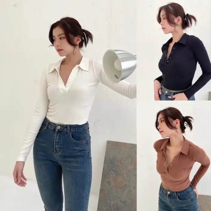 TIFIITY - TARA TOP - Longsleeve 039 Basic Coulour - Atasan Rib Knit Import - SJJ
