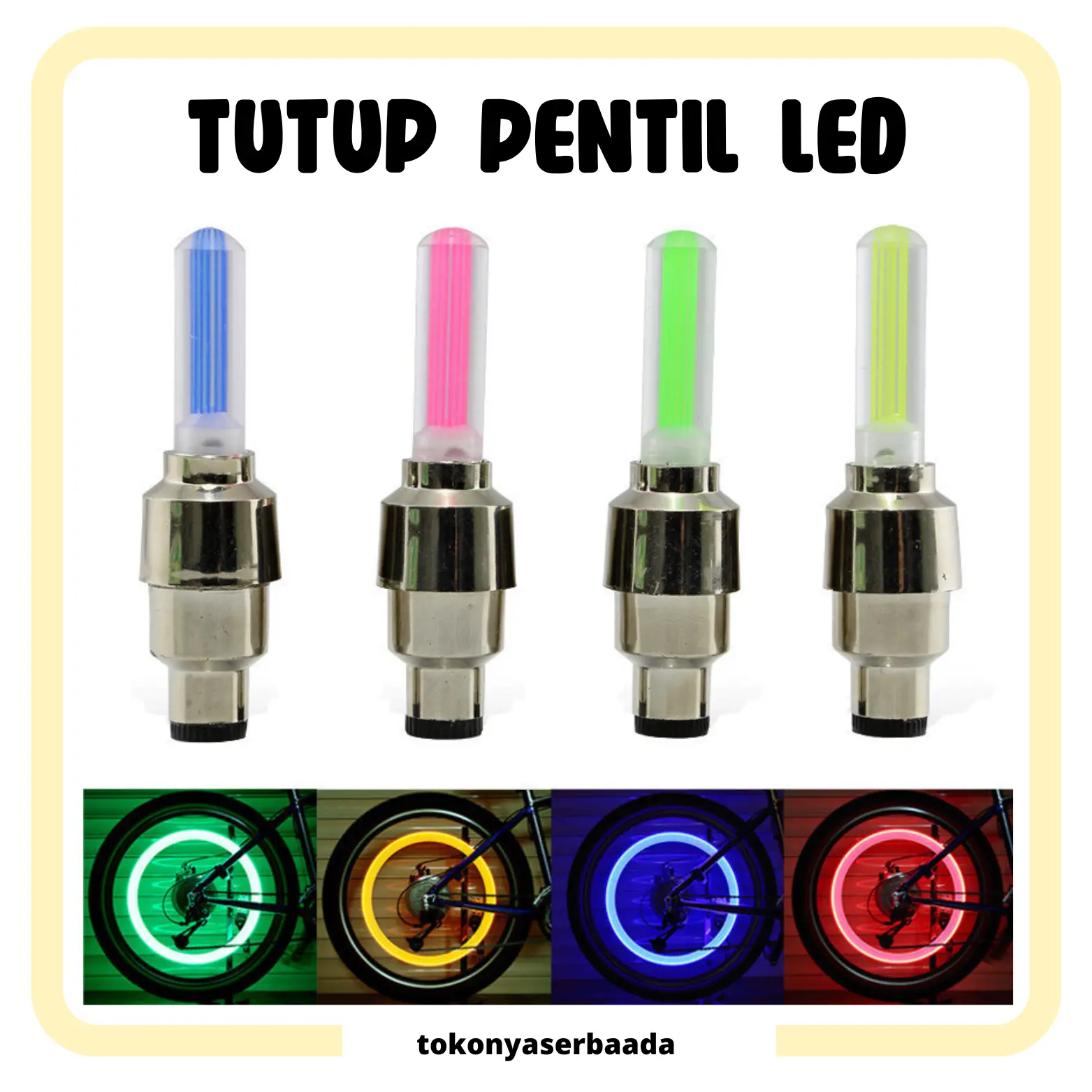 TSA -  Tutup Pentil LED Nyala Per 2 Pcs Lampu Roda Ban Mobil Sepeda Variasi 1 Pasang
