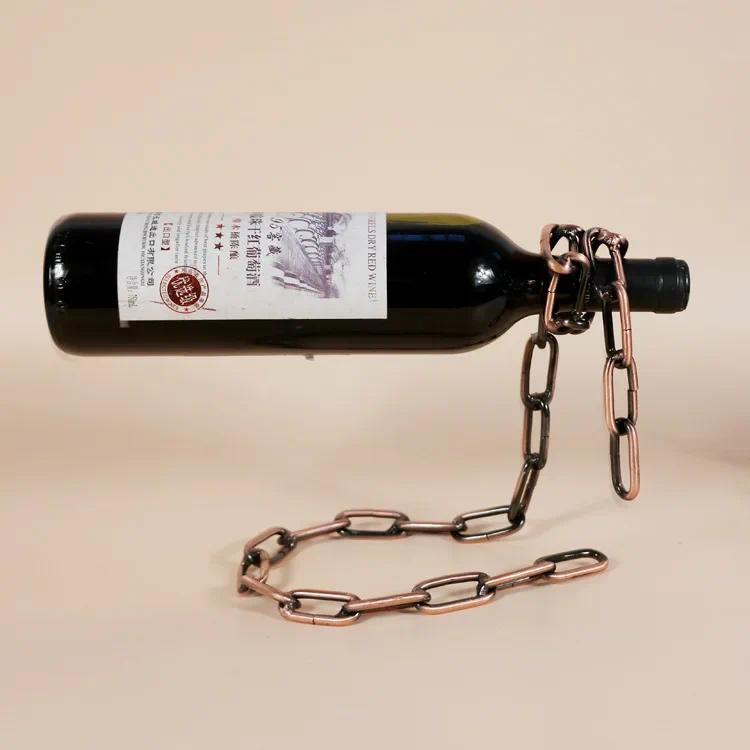 Product Introduction of Magic Suspension Iron Chain Wine Rack Metal Chain Hanging Wine Bottle Holder Bar Cabinet Display Stand Shelf Bracket Home Decor 16