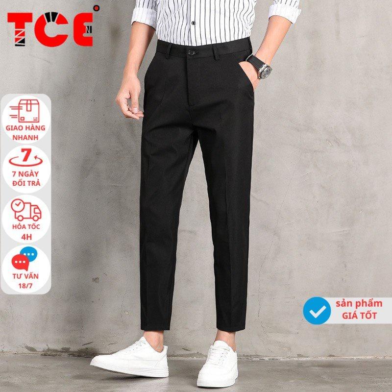 Quần dài tây âu nam thanh lịch quần âu học sinh sinh viên phối áo sơ mi - lên dáng chuẩn kiểu dáng đen trơn
