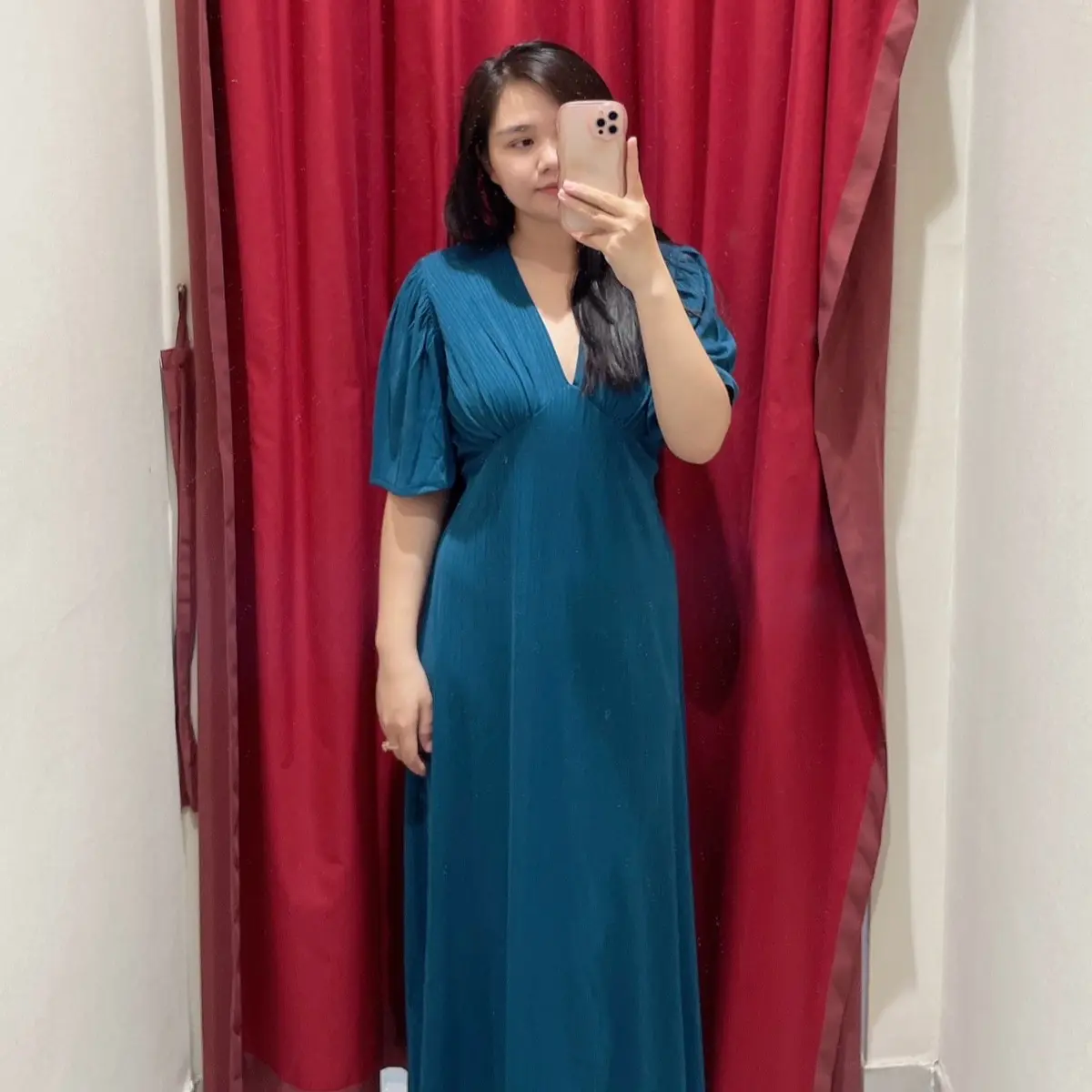 Hamie | Đầm thun sọc cổ V có bo chun freesize, đầm freeszie đầm bầu Nữ Voi Màu Đen