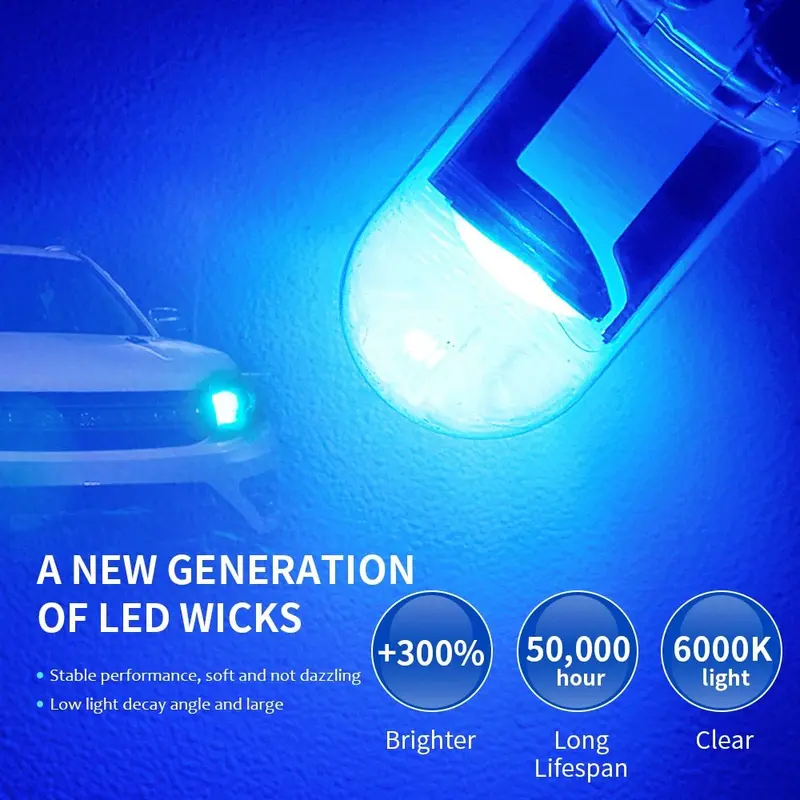 Bóng đèn LED T10 COB W5W 194 168, 1X, Đèn biển số ô tô, Đèn thoát khí bên Acrylic 5