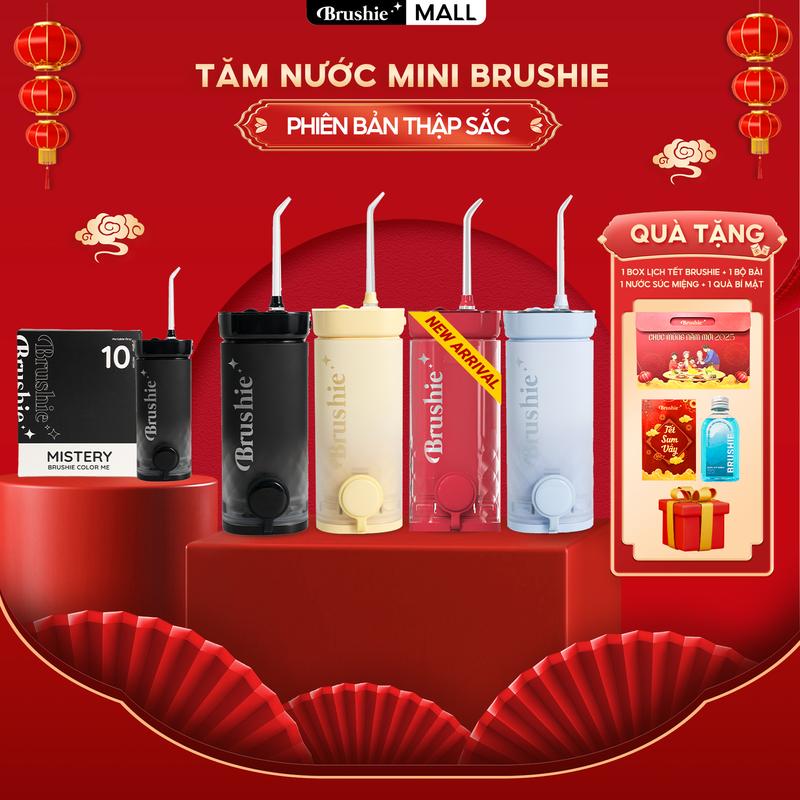 [OFFICIAL] Tăm nước Brushie Thập sắc - 10 màu sắc cá tính nhỏ gọn, tiện lợi hỗ trợ làm sạch hiệu quả [BẢO HÀNH 1000 NGÀY] - TẶNG Bao bì tết, Bộ bài, Nước súc miệng+QBM (Bột hoặc kem đánh răng)
