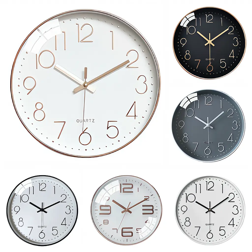 นาฬิกาแขวนผนัง 10-12-14 นิ้ว เข็มเดินเรียบ ไร้เสียง ประหยัดถ่าน ระบบ QUARTZ นาฬิกาติดผนัง