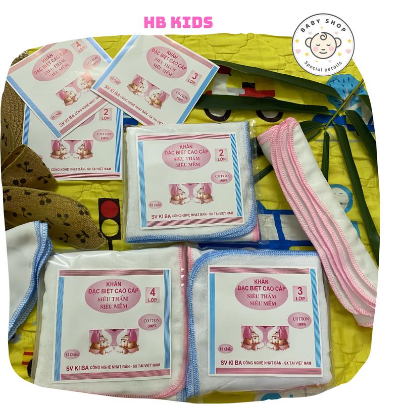 1 Set Khăn Xô Sữa Kiba 2 Lớp, 3 Lớp, 4 Lớp Dành Cho Bé