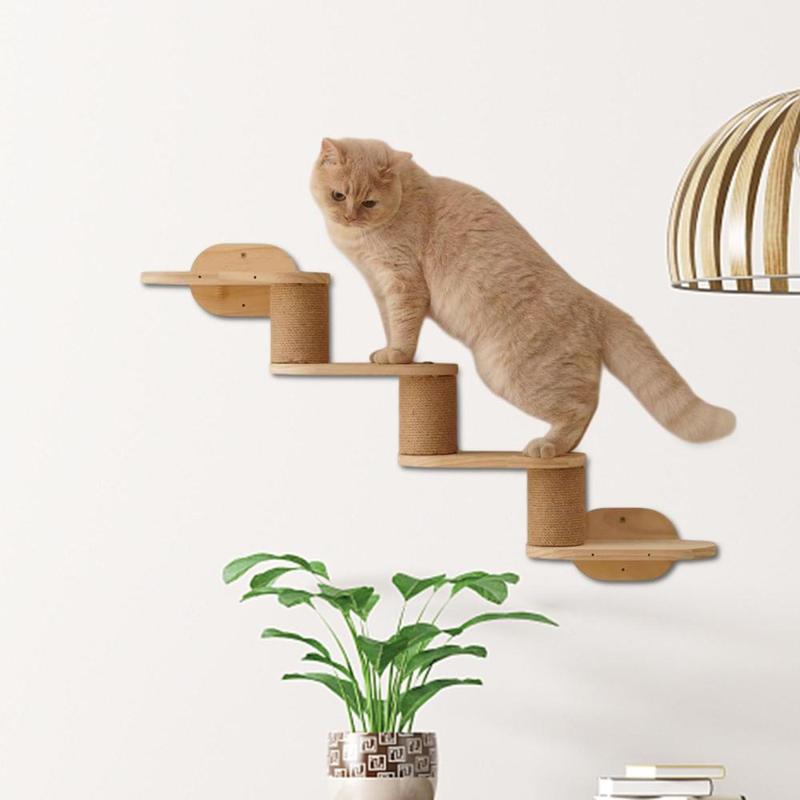 Cat Wall Shelves Cat Climber Cat Wall Climbing Ladder Wood Cat Wall Steps for Scratching 0