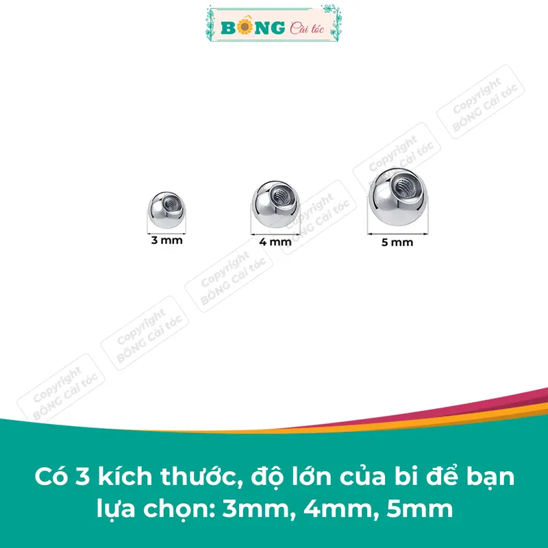 Chốt bi vặn cho khuyên tai chất liệu thép 316L không gỉ nhiều kích thước PKK90 - chốt khuyên tai BÔNG Cài Tóc 4