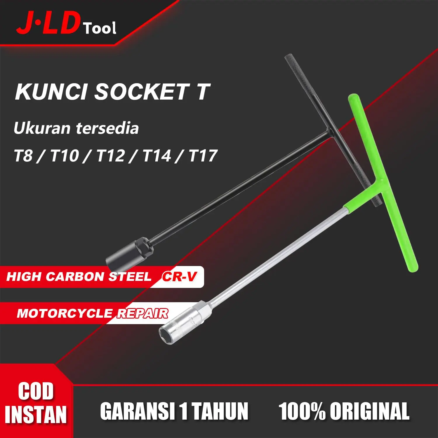 JLD Kunci sok T 8/10/12/14/17mm Kunci Sok Sock Socket T Kunci pas soket Tipe T