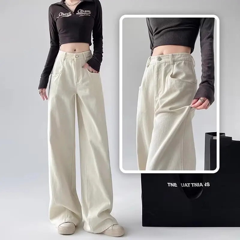 Quần Jean Nữ, Thời Trang, Phong Cách Hồng Kông Mới, Hợp Xu hướng, Thích Hợp Cho Nam Và Nữ, Trang Phục Mùa Hè, Cá Nhân Hóa Chữ Cái, Phong Cách Hip Hop Và Ins, Thời Trang Đường Phố Cao Cấp, Quần Đẹp Trai Pants Cạp Cao