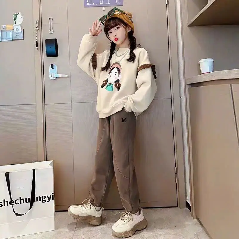 Bộ Quần Áo Thu Đông Bé Gái 14-48kg, Chất Nỉ Trần Bông Dày, Phong Cách Thời Trang, Bộ Dài Tay,Sét Đồ Cho Bé, Đồ Bộ Bé Gái & Bé Trai 5