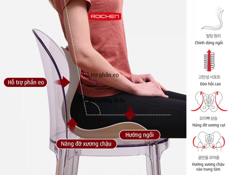 Product Introduction of COMBO 2 Ghế chỉnh dáng ngồi đúng - Roichen Hàn Quốc (Made in Korea). Dùng cho Nam, Nữ - Nhiều Combo lựa chọn 7