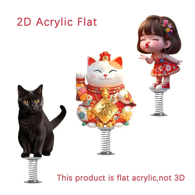 2D Acrylic Flat Ornament, 1 Count Cat/girl Design Desktop Spring Decoration, Home Decoration Ornament, Car Ornament, Festival Gift 2
