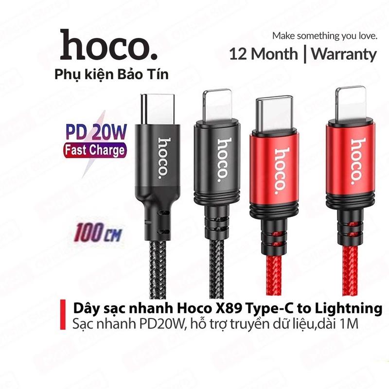   MUA 1 TẶNG 1 Cáp sạc Hoco X89 PD Type-C to IP sạc nhanh chính hãng cho ĐT IP 6 7 8 8plus Xsmax..15prm dây dù bện dài 1M  tặng kèm dây Hoco X89 USB LIGHTING BẢO HÀNH 12 THÁNG ĐỔI MỚI 