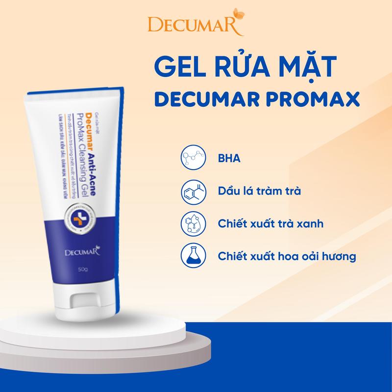 Gel rửa mặt Decumar Anti-Acne Promax Cleansing Gel 100g, sạch sâu dịu nhẹ, cân bằng độ pH cho da mụn - DPG01 1