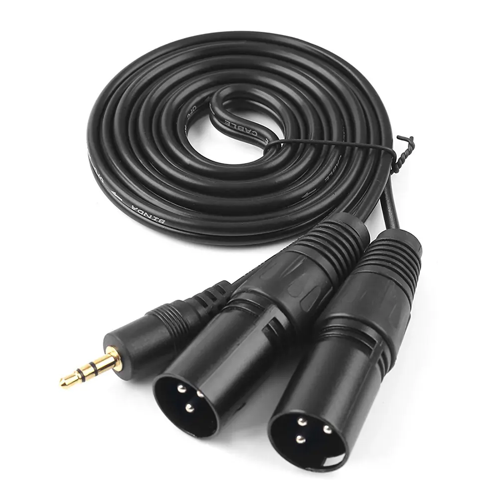 Aux Stereo Âm Thanh, Dây Cáp Đực 1,5m, 3,5mm, Đầu Đực Sang 2 XLR Kép, Tương Thích Với Điện Thoại Và Máy Tính Xách Tay