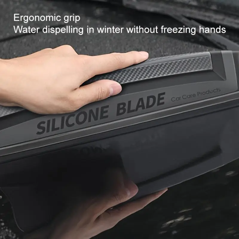 Silicone Car Water Blade Squeegee, Flexible & Non-scratch Drying Tool, Ergonomic Grip Window Cleaner for Streak-free Car Care and Winter Use, Windshield Wiper 3