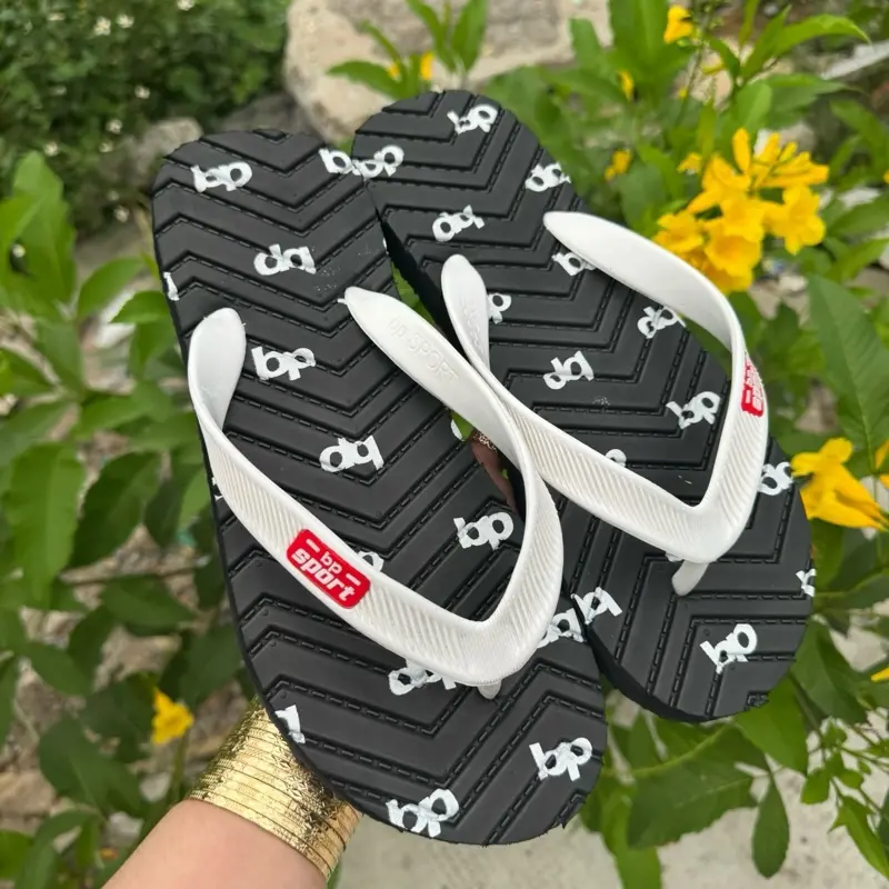Dép Tông Nam Logo Sport Bề Mặt Mút Cứng Vân Sóng Đế Cứng Không Xẹp Dép Lào