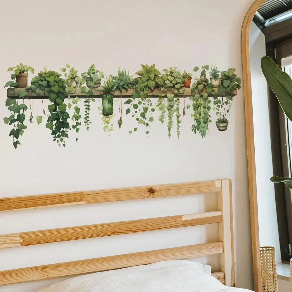 Green plants, potted plants, leaves, children's rooms, bedrooms, living rooms, home decor, wall stickers, murals, window stickers, glass stickers, house decor stickers, self-adhesive
