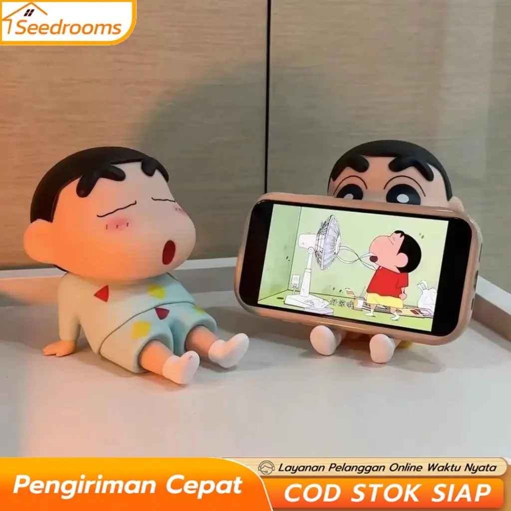 Dudukan Ponsel Krayon Shin-chan Dekorasi Desktop Boneka Anime Tempat Telepon anime Jepang Figure Crayon Shinchan Phone Holder