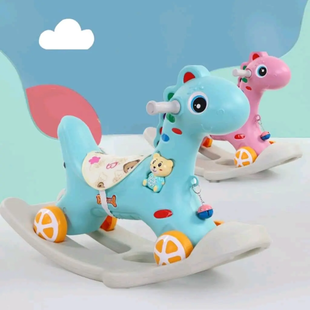 Ngựa bập bênh 2in1 có nhạc tháo rời thành xe chòi chân cho bé