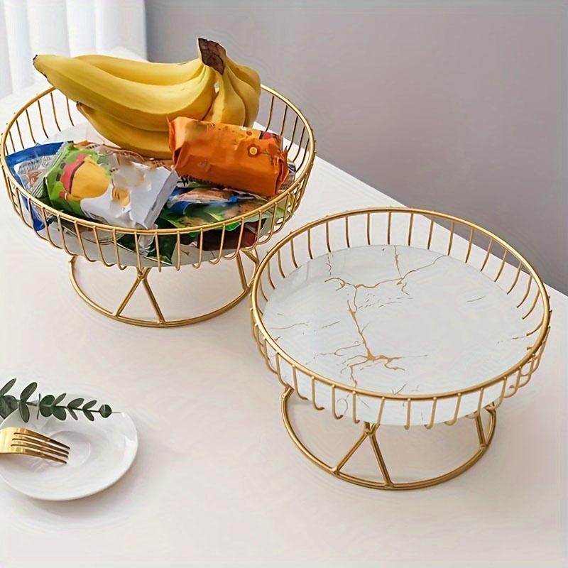 Product Introduction of Fruit Bowl with Marble Base, 1 Count Metal Fruit Basket, Fruit Storage Basket, Fruit Bowl for Kitchen, Living Room, Bedroom Desktop Display & Storage, Organiser 3