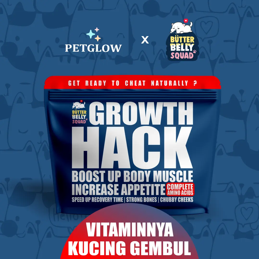 Growth Hack by Petglow X ButterBelly 150gr Vitamin Penggemuk Penambah Nafsu Makan Berat Badan Kucing Powder