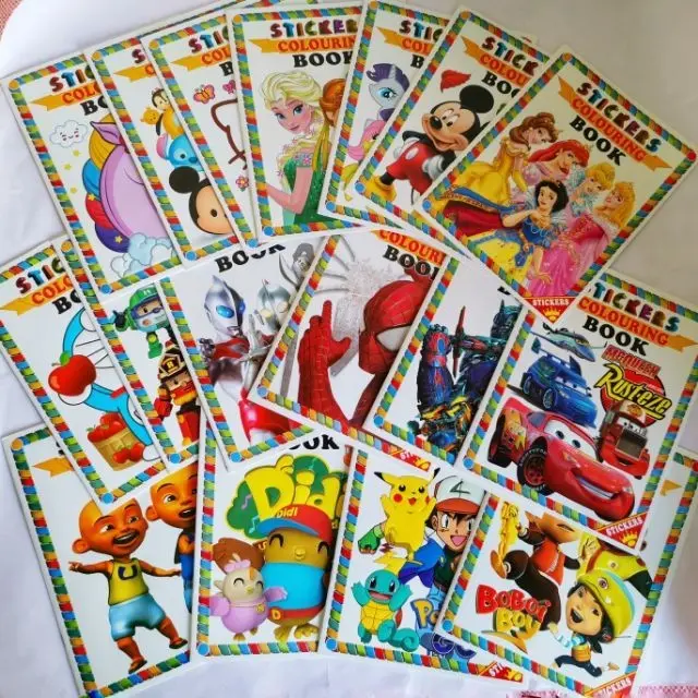 Stock Sedia A4 buku berwarna pelekat/A4 Sticker Colouring Book 3D ...