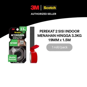 3M™ Scotch® Double Sided-Mounting Tape, Menahan hingga 3.3kg, 1 pc, 19mm x 1,5m, Untuk penggunaan luar ruangan