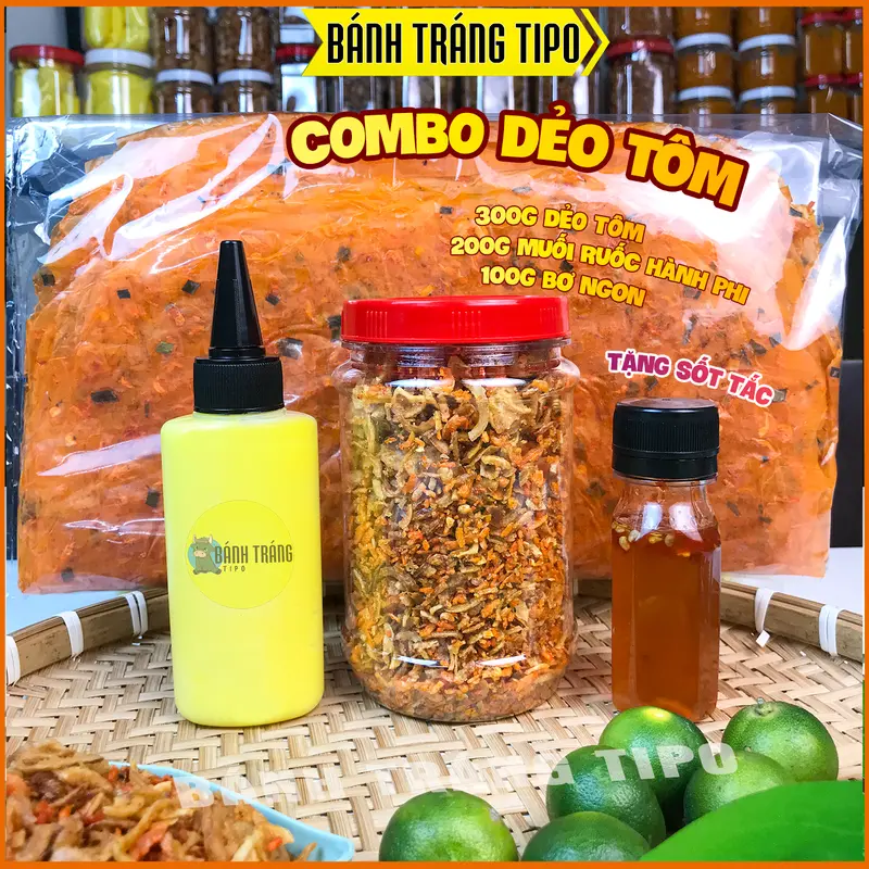 COMBO Bánh Tráng DẺO TÔM Phơi Sương - Muối Tép Hành Phi - Bơ Béo Siêu Ngon - Sốt Tắc - BÁNH TRÁNG TIPO 1