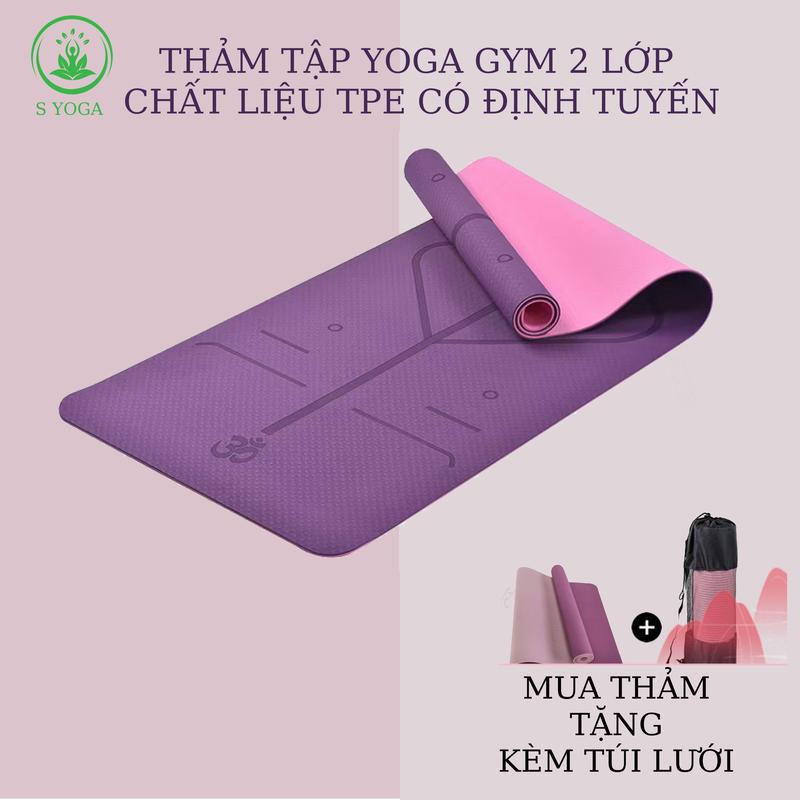 Thảm tập yoga tập gym dày 6-8mm,2 lớp định tuyến chống trơn trượt Cao Su