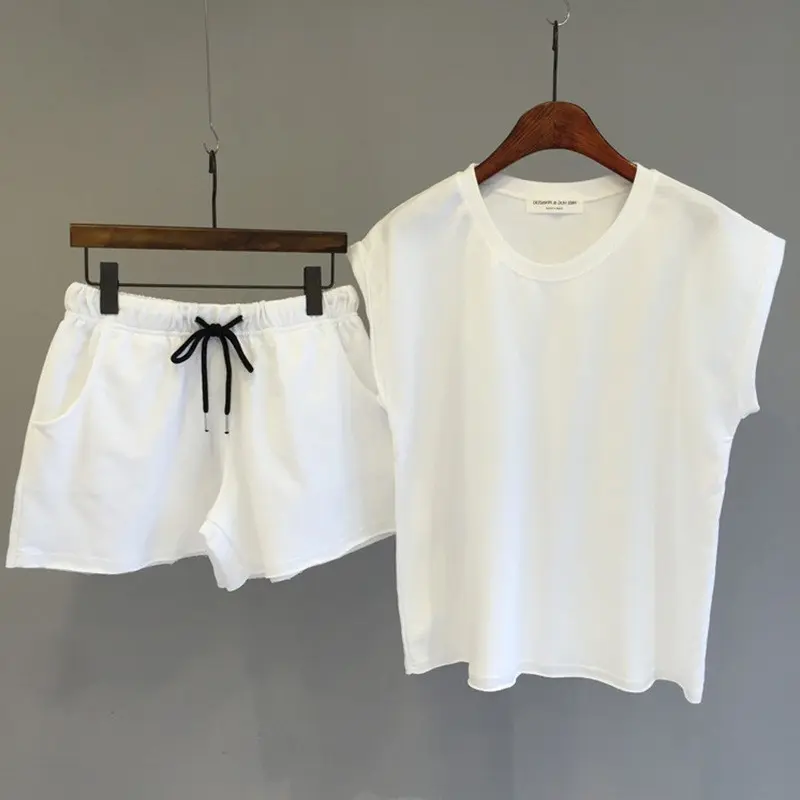 Korean casual sports fashion set women's summer Korean style loose vest shorts two-piece set