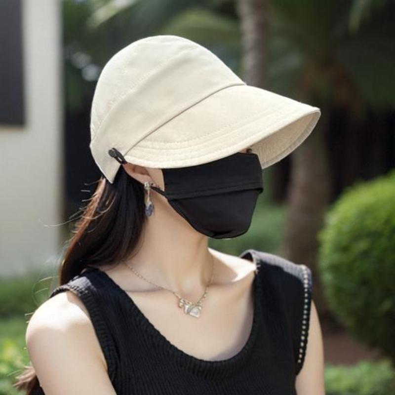 Mũ Chống Nắng, Nửa Đầu Hàn Quốc, Mũ Bucket Đi Bộ Đường Dài Hai Vai, Mũ Mềm Vành Lớn, Thời Trang, Làm Bằng Bông, Thích Hợp Cho Các Hoạt Động Thường Ngày Mũ Lông Ngựa, Mũ Tai Xếp Ly Cho Nữ 2