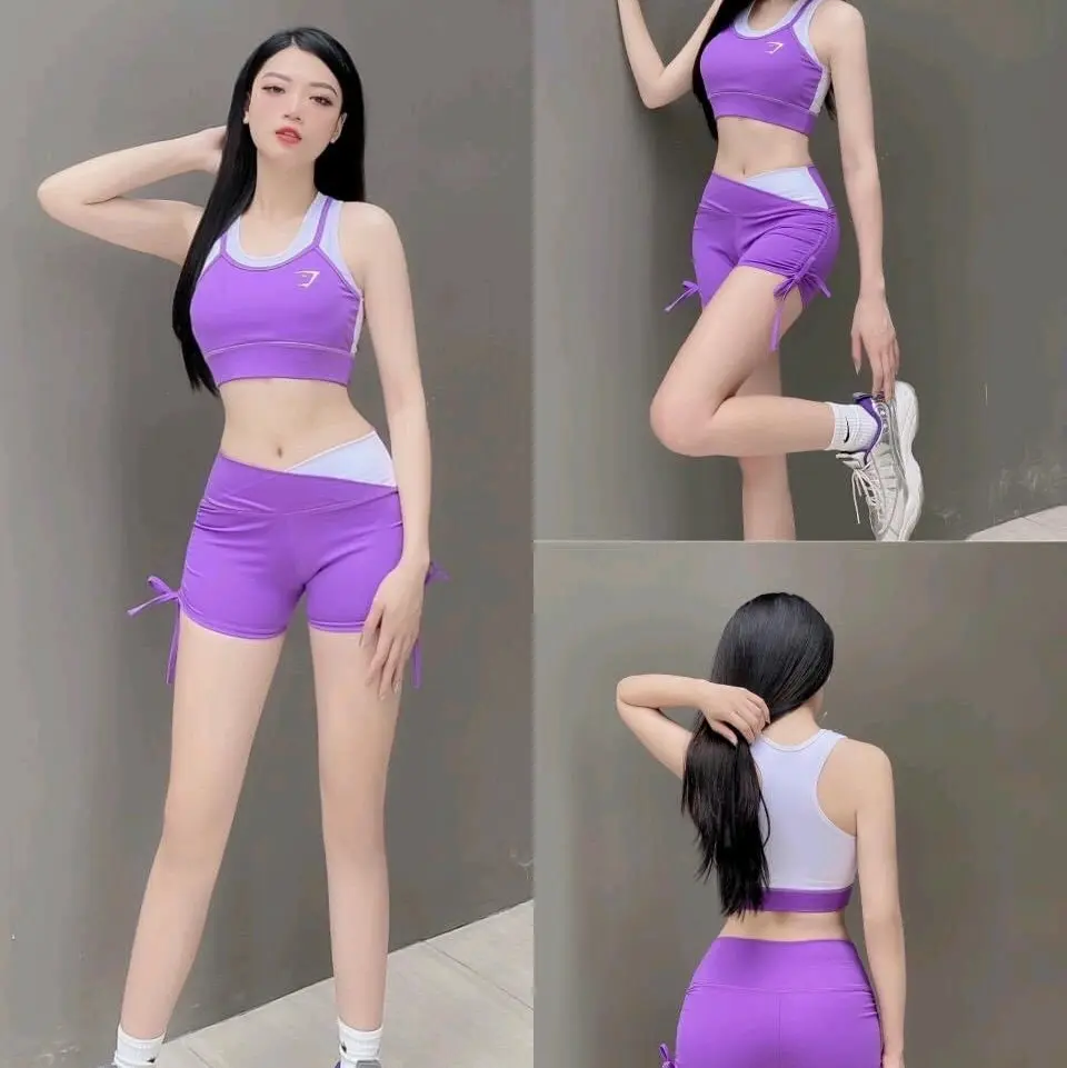 Bộ tập gym , yoga erobic phối áo bra quần cạpchéo chất thun proly co giãn 4 chiều Chạy Bộ [M04] Sport Top