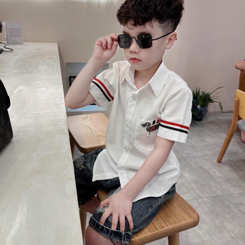 Combo 2 áo sơ mi kiểu Hàn phong cách cho bé trai do he quần ngố 8
