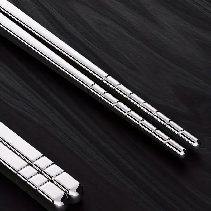 Stainless Steel Chopsticks, 5 Pairs Reusable Metal Chopsticks, Lightweight Easy To Use Metal Chop Stick Utensils for Home Kitchen 6