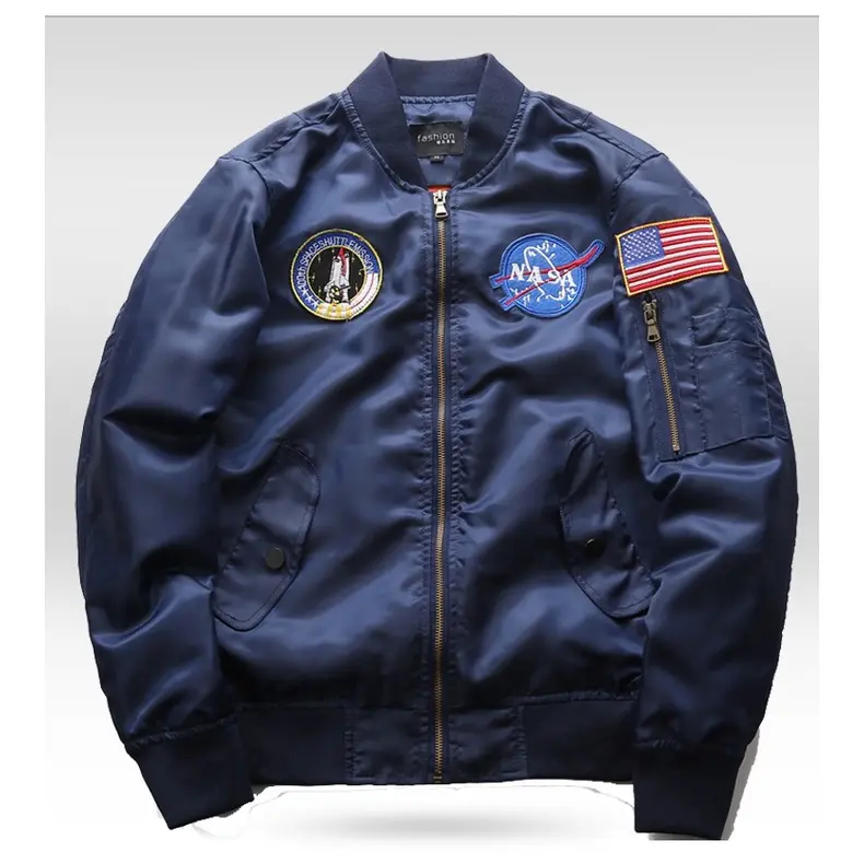Áo Khoác Bomber, Thiết Kế NASA, Quân Đội Không Quân MA1, Ngoại Cỡ, Dáng Rộng Vừa Vặn, Phong Cách Quân Đội, Thường Ngày, Chống Gió, Chống Thấm Nước, Ấm Áp