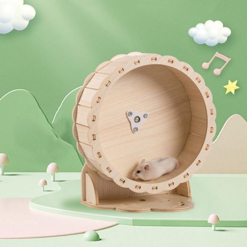 Creative Wooden Hamster Running Wheel Slient Removable Rat Race ...