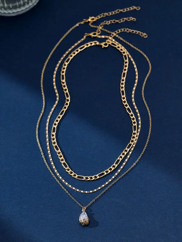 Women's Elegant Water Drop Pendant Necklace & Chain Necklace, Exquisite Trendy Chain Necklace, Chic Jewelry As Gift for Girlfriend 3