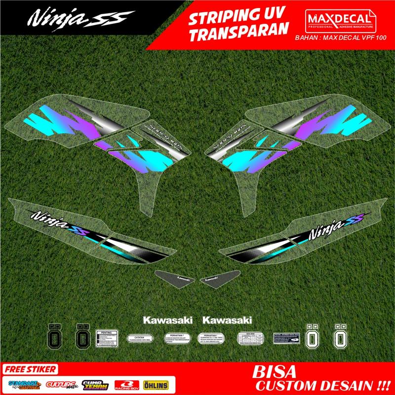 striping sticker ninja ss rr new transparan racing minimalis merah hijau biru hitam hologram nj-36 5