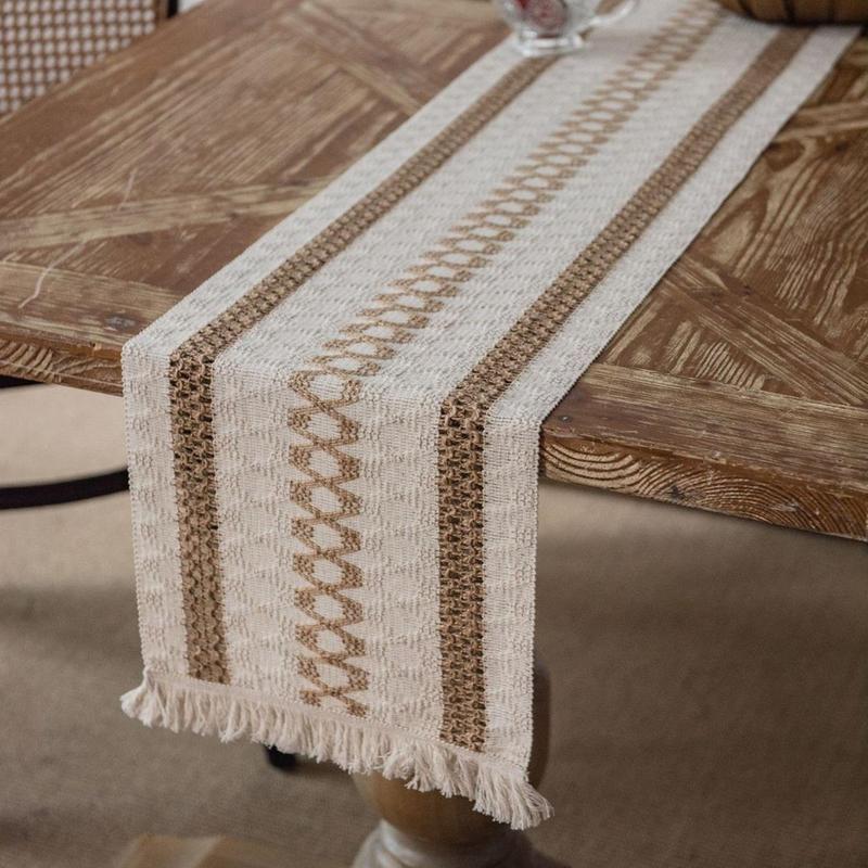 Rhombus Striped Table Runner, 1 Count Dining Room Decorative Runner, Washable Tablecloth for Home Kitchen Canteen 0