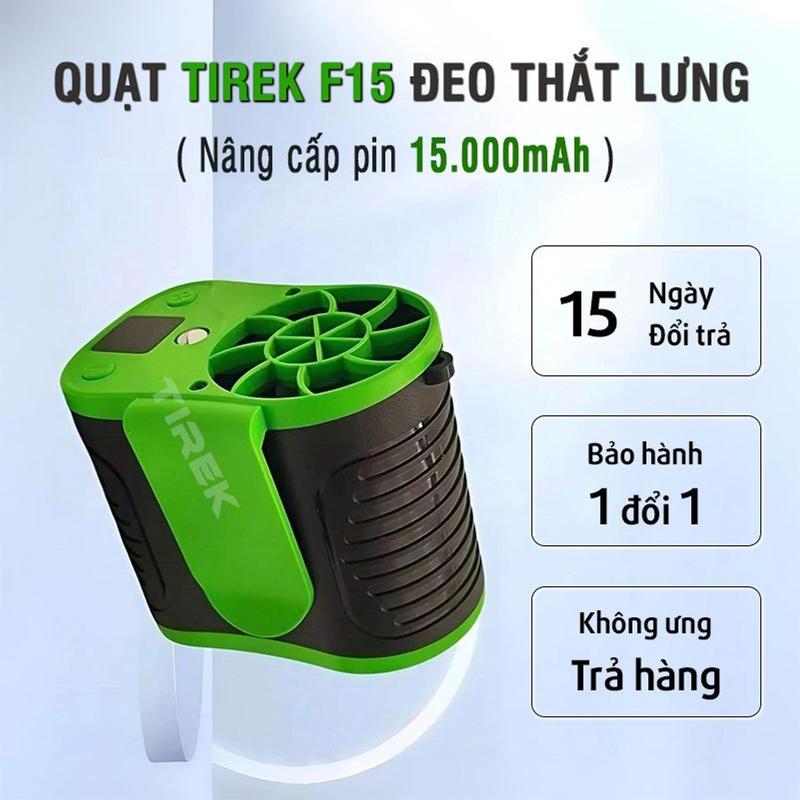 Quạt Mini Đeo Thắt Lưng Tirek F15 - Quạt Làm Mát Lưng - Chạy 12-24h. Sạc Dự Phòng 15000mAh Mới 2025