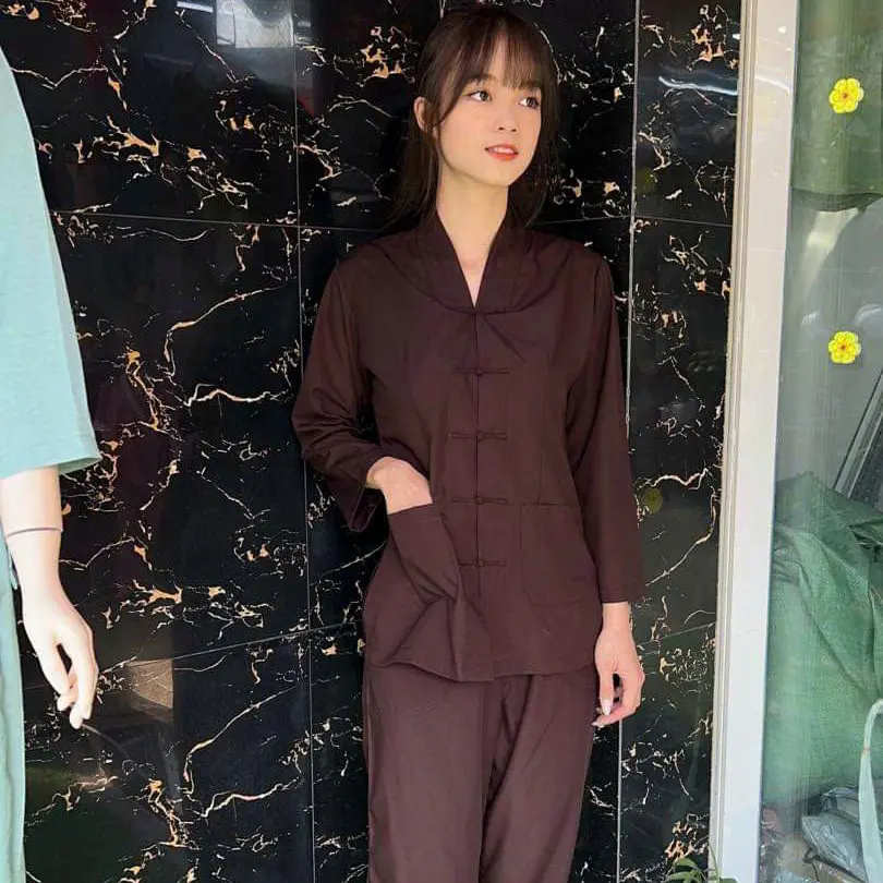 Quần Áo nữ Phật Tử, Đồ Lam Phật Đi Chùa Nữ mẫu La hán nữ Kate mã PN02 Women Top