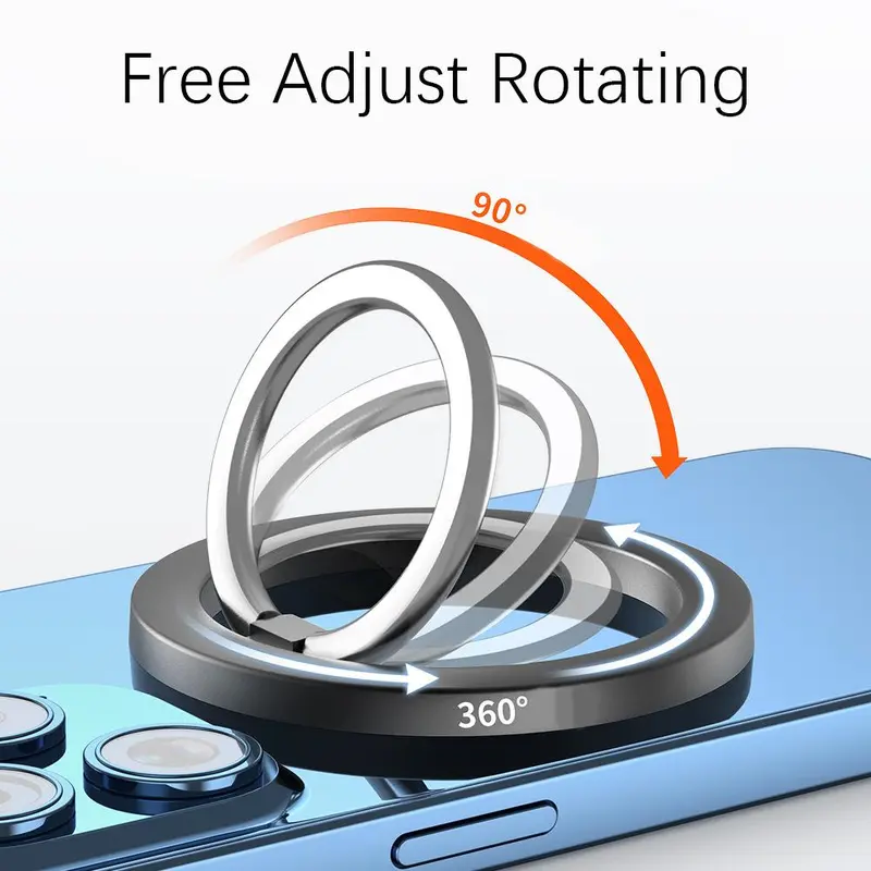 Magnetic Finger Clasp, 360° Rotating Ring Phone Holder, Ring Phone Holder, Portable Universal Desktop Creative Phone Accessories, Stand 3