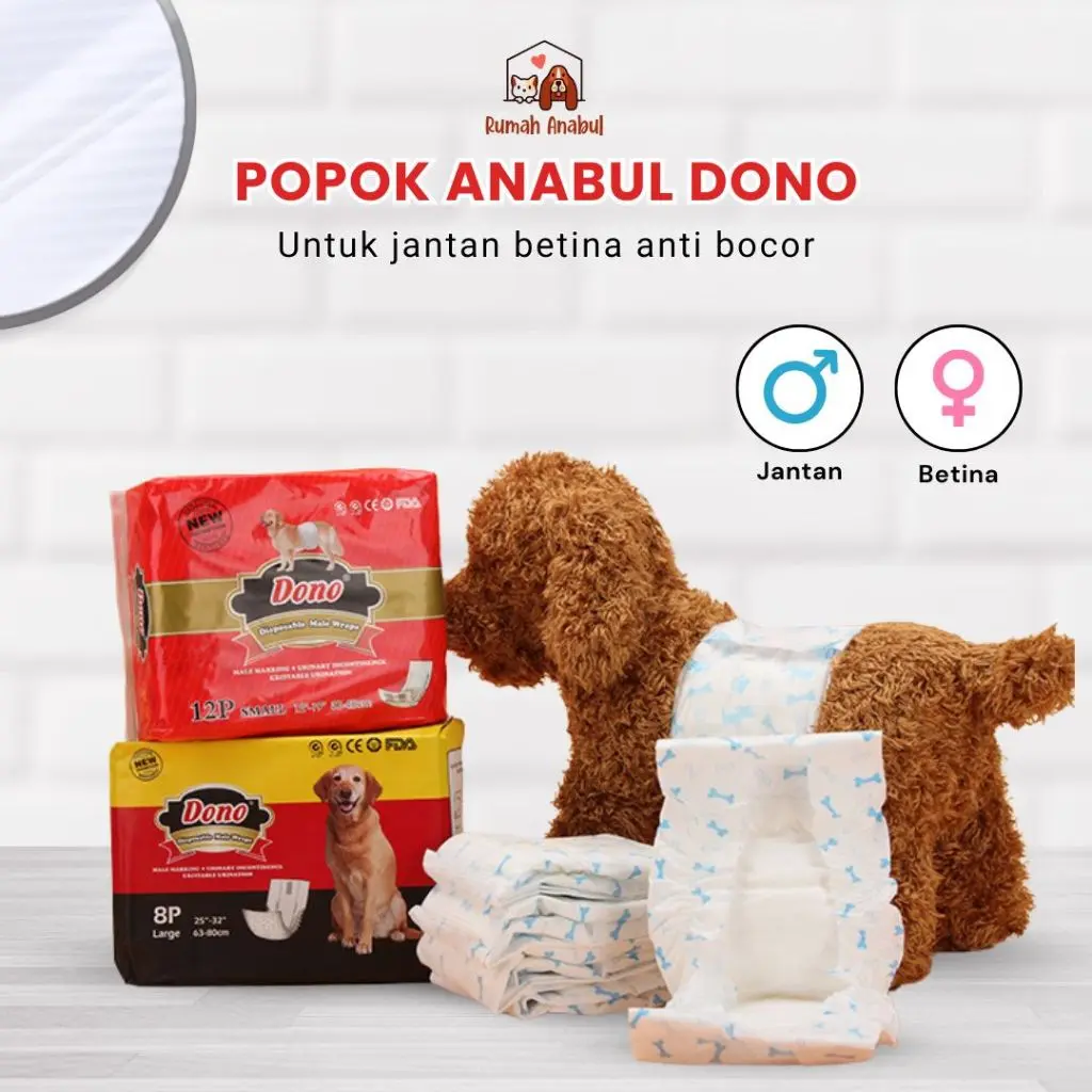 Rumah Anabul DONO Diapers Kucing - Popok Anjing Jantan Betina - Popok Kucing - Popok Celana Dalam Diapers Loop Mens - DONO Popok Anjing / Popok Anjing Betina Dono - Disposable Diapers 1 Pak