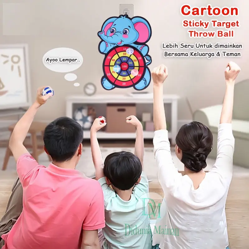 Mainan Edukasi Anak Cowok Cewek Toys Dart Game Papan Gajah Lempar Bola Tempel 2