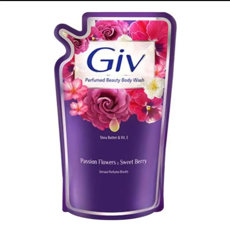 Giv White Sabun Mandi Cair Mulberry & Collagen/Passion Flowers & Sweet Berry Pouch 825 Ml 3