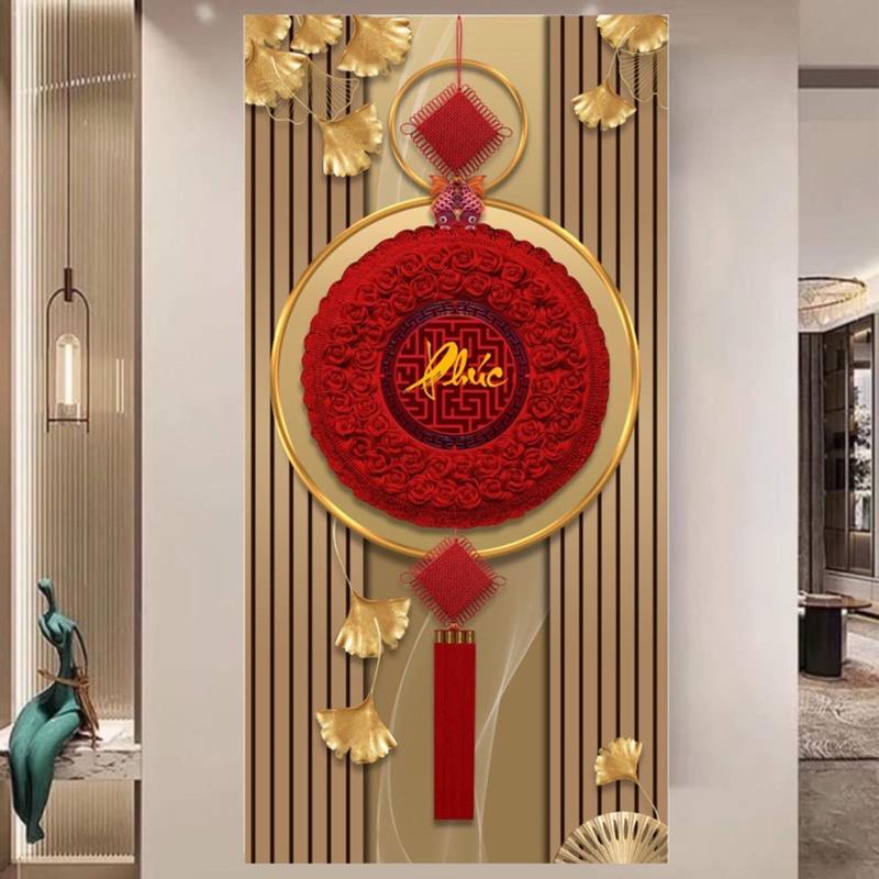  Tranh dán tường chữ PHÚC trang trí ngày tết kícḣ thước  60cm x 1.2m  