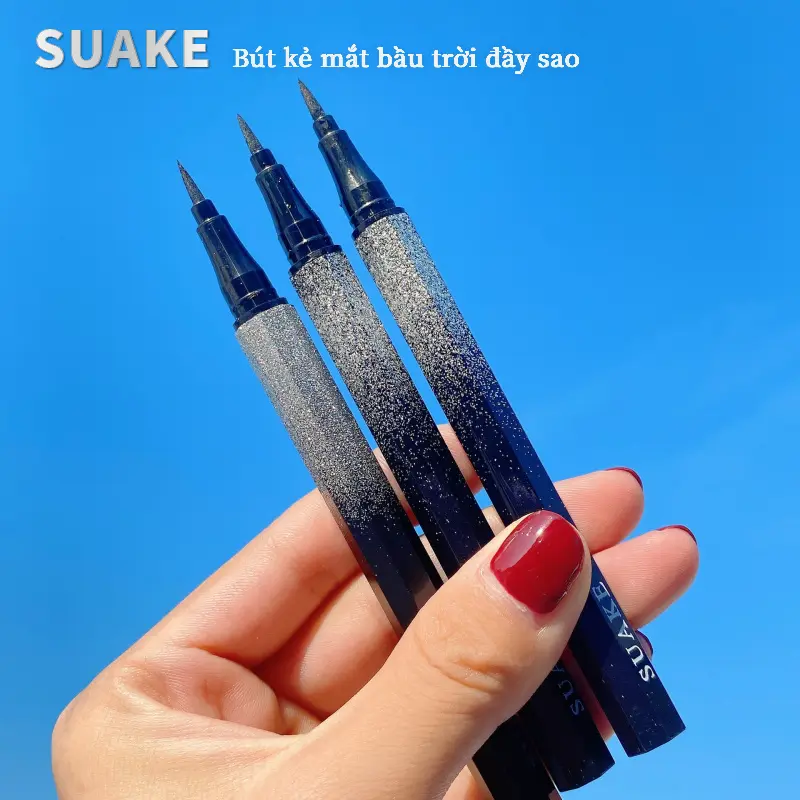 Bút Kẻ Mắt Bầu Trời Đầy Sao, SUAKE, Không Thấm Nước Và Chống Nhòe, Màu Đen Và Nâu, Nhanh Khô, Bút Kẻ Mắt Dạng Lỏng, Siêu Mịn, Mỹ Phẩm Cho Phụ Nữ, Bút Kẻ Mắt