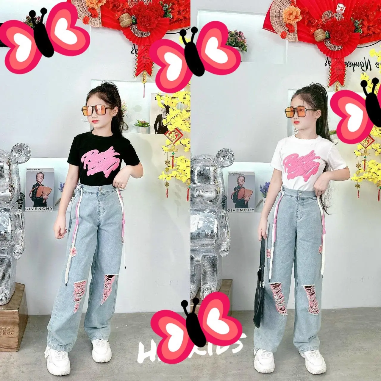 Bộ quần Jeans bé gái 15-50kg